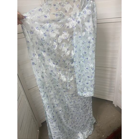 VTG Handmade Sheer Maxi Robe Duster Dressing Gown Satin Trim Sexy Romantic Fairy - Picture 8 of 8